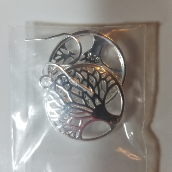 Silver-plated Tree of Life earrings. - Picture 3 of 4